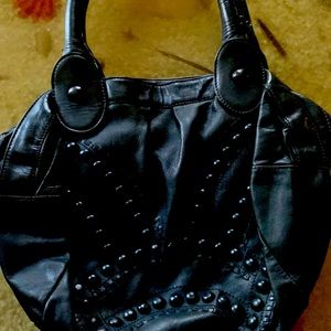 David & Scotti Black Leather Studded Purse